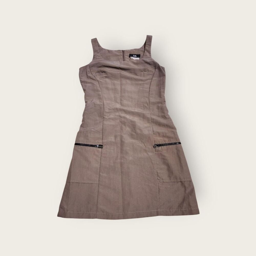 Vintage Y2k IN San Francisco grey sleeveless shift futuristic mini dress